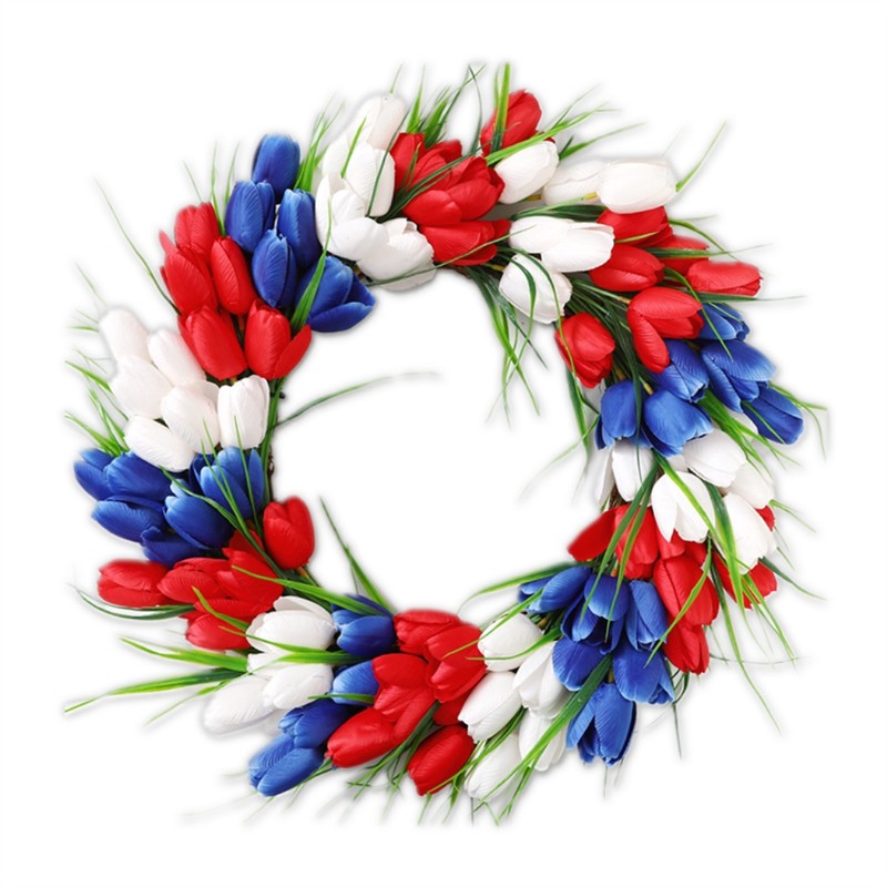 4th of July Independence Day Tulip Wreath Artificial Flower Wreath