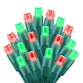 LED Christmas Mini String Lights, 14 Feet 50LEDs F5 Red Green Mini Lights, Connectable Christmas Tree Lights for Wreath Garland Holiday Party Wedding Outdoor Indoor Christmas Decoration, Green Wire