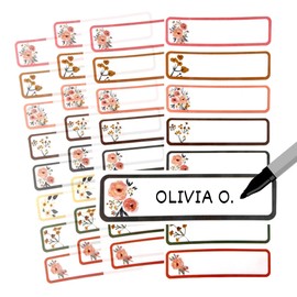 Riverwalk Diseño floral de acuarela original – Etiquetas impermeables para biberones para guardería – Lindas y femeninas – Etiquetas de nombre para escribir – Etiquetas de biberones para guardería – Preescolar – Suministros escolares