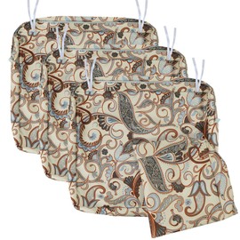 NettyPro Patio Chair Seat Cushion Covers Set 4, Waterproof Outdoor Furniture Cushion Slipcovers with Zipper and Tie, 27 x 25 x 5 Inch, Replacement Cover Only, Vintage