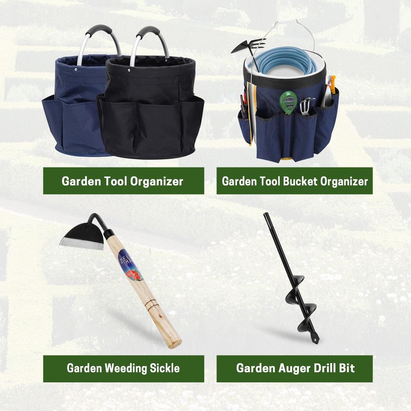 ZELARMAN Garden Tool Organizer,17L Foldable Basket with Handles, Garden Bucket