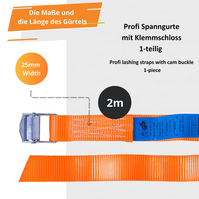 INTAKO Lashing Straps with Clamping Lock 25 mm x 250