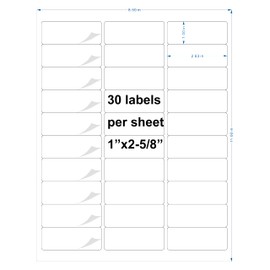 30-UP Shipping Labels 1" x 2-5/8" Address Labels 20 Sheets 600 Labels Waterproof Matte White Stickers Vinyl Sticker Paper Dries Quickly for Inkjet Printer