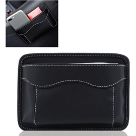 JOYCOURT Organizador de bolsillo lateral para asiento de coche, mini relleno de piel sintético para asiento de automóvil, bolsa de soporte para teléfono, organizador de accesorios de bolsillo para
