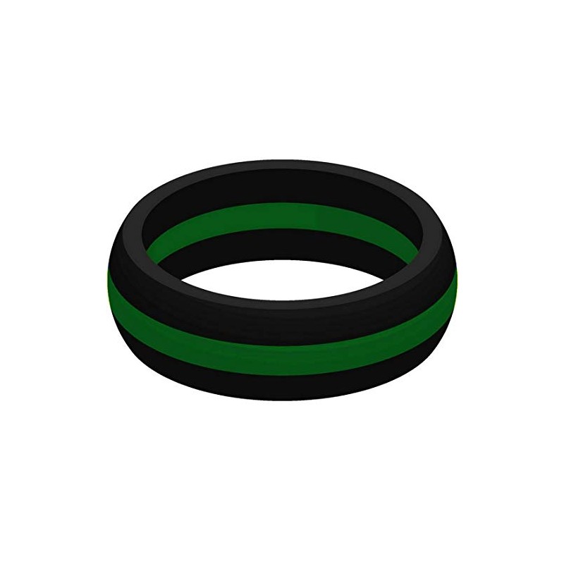 SayitBands Thin Green Line Silicone Ring Size 10