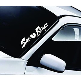 Sad Boyz v6 Car Decal Sticker Vinyl Truck Window Windshield Lettering Quote Art JDM Racing Auto Boys Girls Men Sadboyz Sad Boyz Broken Heart Club Funny Love Racing Speed (28" x 7")