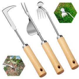 BOOLOOEN3Pack Weed Puller Tool, Manual Hand Weeder Paver, Crack Weeder, Stainless Steel Crevice Weeding Digger Tool, Paving Brick Moss Removal, L-Shape Gardening Crack Tool for Lawn Edger and Driveway
