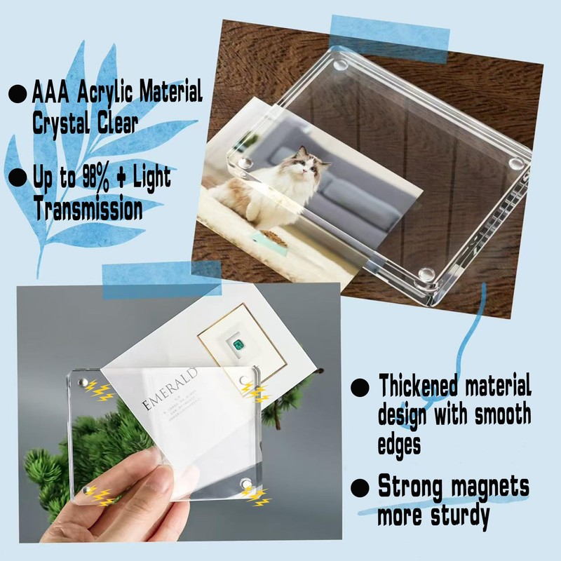 EKINIYAR 4x6 Acrylic Picture Frames, 20% Thicker Block, Clear Picture