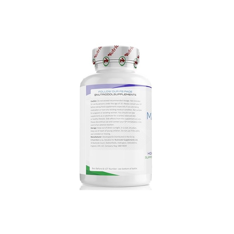 Nutriodol Magnesium Malate 100 mg – 120 Vegan Tablets | Highly