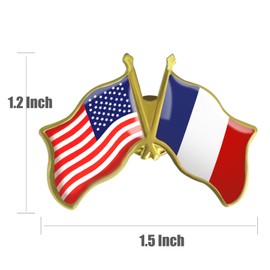 6/ Pack-American France Friendship Flag Pins Bulk -1.5” Metal Patriotic United States of America USA French Lapel Pins Badge Souvenir