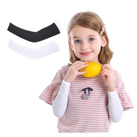 2 or 4 Pairs Sun Protection Arm Sleeves for Kids, UPF 50 Arm Cover for Boys & Girls Cycling, Golf, Outdoor Sports, Black & White-2 Pairs, Small