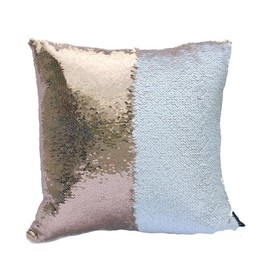 Fengheshun Pillowcase Reversible Sequin Pillow Covers That Changes Color,Throw Pillow Cases for Children 40 x 40 cm (White + Beige)
