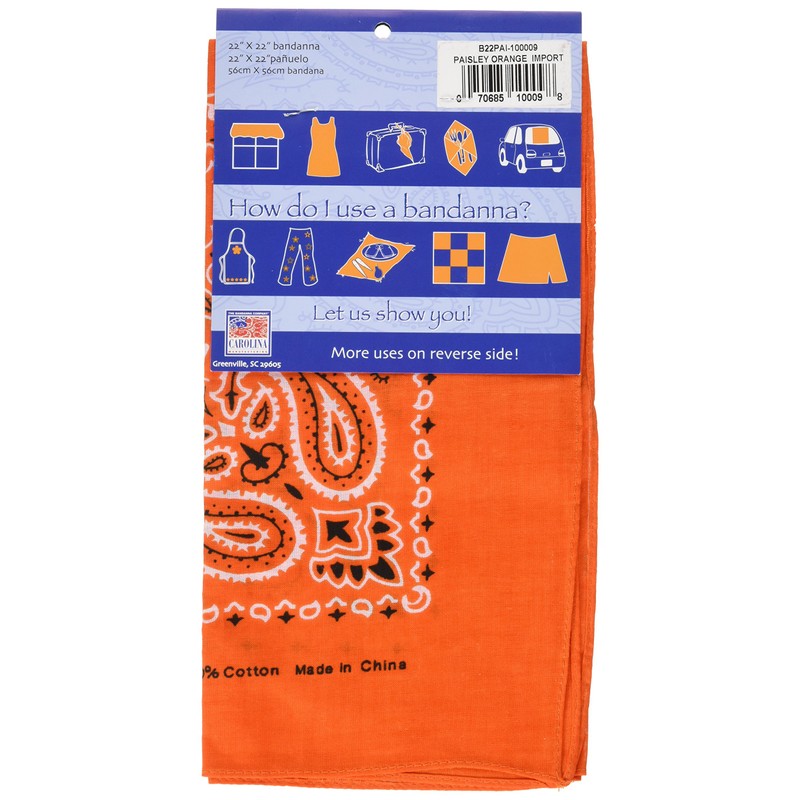 Carolina Fox Outdoor 83-30 22" X 22" Bandanna - Orange