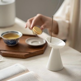 Ceramic Incense Holder for Sticks, Unique Cone Base and Bowl Top Design, Cool Inscents-Sticks Holder, Yoga and Meditation Accessory, Multicolor Decorative Piece