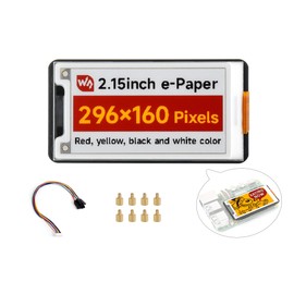 2.15inch E-Paper Display Compatible with Raspberry Pi 5/4B/3B+/Zero/Zero W/Zero 2W/Pico/Pico W/Pico 2/Jetson Nano, 296x160 Pixel E-Ink Display, Red/Yellow/Black/White, SPI Interface with Driver Board