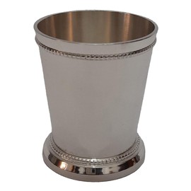 IHI EST. 1986 Smooth Finish with Beaded Detailing - 2.4 Inch Nickle Tone Finish Polished Stainless Steel Mint Julep Cup