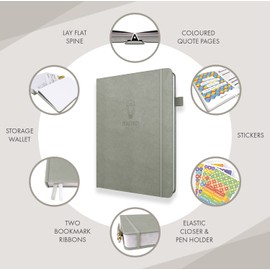Daily Planner & appointment diary - Gratitude journal, wellness journal & Undated weekly planners and organisers - Desk journals for women & men - LUX Productivity Classic (Pearl Grey)