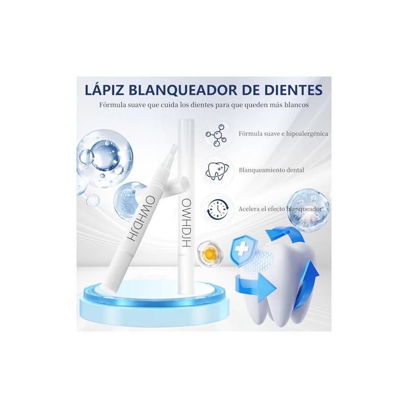 Kit Blanqueamiento Dental Cluye Bolígrafos Blanqueadores Luz Led Tabla Colores