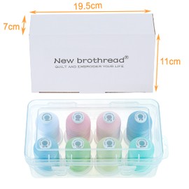 New brothread - 18 Options - Multi-Purpose 100% Mercerized Cotton Thread 50S/3 600M Each Spool for Quilting, Serger, Sewing and Embroidery - 8xSummer Loft(Pastel Color) with Clear Plastic Storage Box