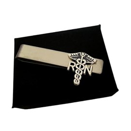 RN Nurse Gift for Men, Registered Nurse Tie Clip Bar Silver Steel