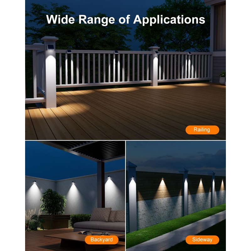 12 Pack Decorative Solar Powered Fence Lights Outdoor Waterproof with