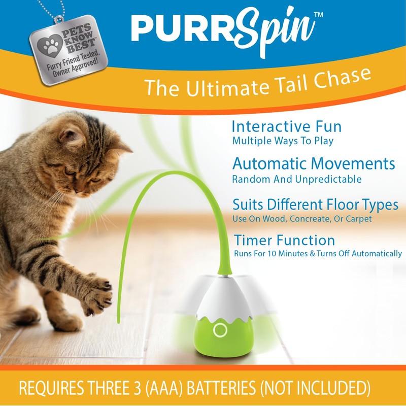 Pets Know Best PurrSpin Interactive Tail Chase Cat Toy- Unpredictable