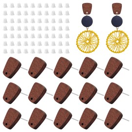 40PCS Wood Earring Findings for Jewelry Making Walnut Wooden Earring Studs Wood Earrings Blanks with 100pcs Plastic Ear Nuts for Jewelry Making DIY Crafts(Trapezoid)