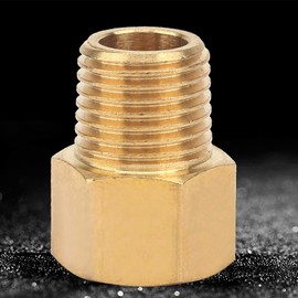 Adapter for Pressure Gauge, Idal Replacement Brass Material 1/4 BSPT Male To 1/2 NPT Female Tight Connection for Of Gas for(1/4 BSPT external thread to 1/4 NPT internal screw)