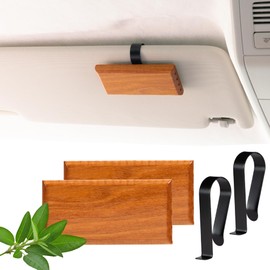 Yuoyar 2 Packs Wood Car Scents Air Freshener Visor Clips Diffuser Odors Eliminator (Lemongrass)