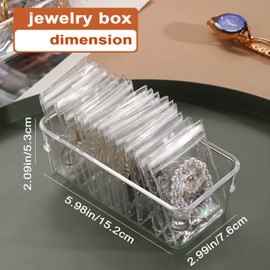 ZEYDURL Jewelry Organizers for Women, Clear Acrylic Drawer Organizer Box with 15 Middle Bags for Necklace, Ring, Screw Individually Packaged, Easy to Carry
