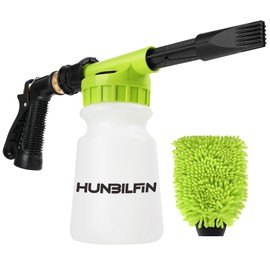 HUNBILFIN Car Wash Foam Gun + Microfiber Cleaning Mitt - Foam Pot Garden Hoses - Car Wash - Men's Car Accessories - Foam Blaster - Spray Foam Gun Cleaner - Car Foam Sprayer