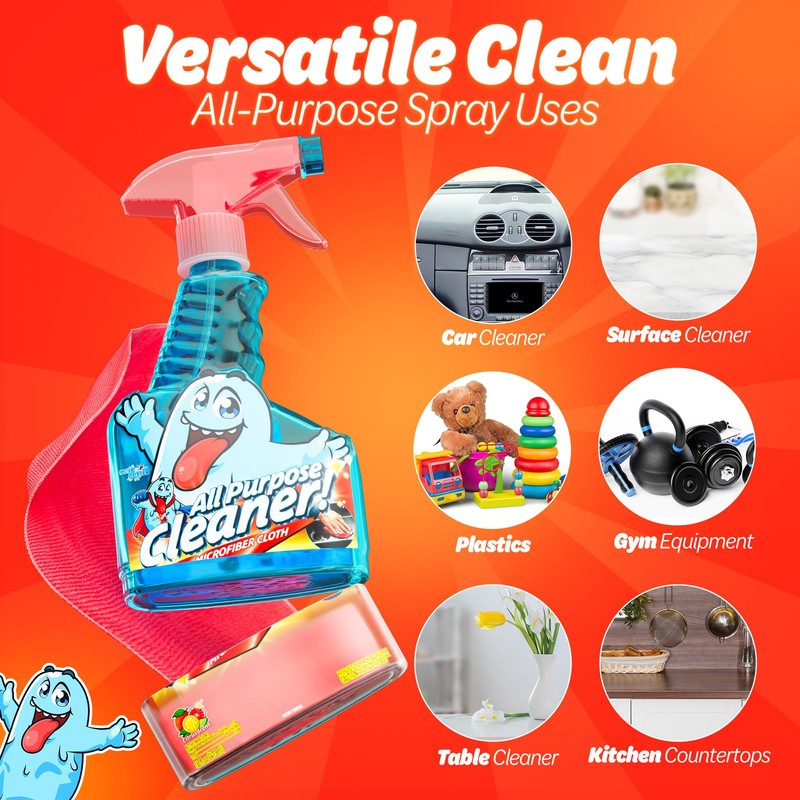 Gunk Getter Spray Bottle with Microfiber Cap 16oz All Purpose