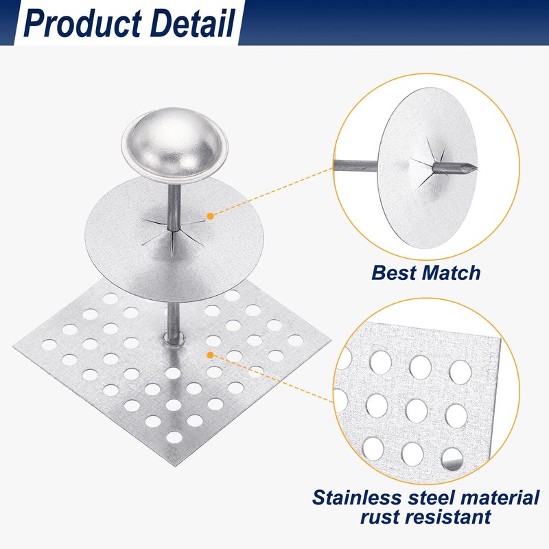 PATIKIL 300pcs Perforated Insulation Pins 2-1/2inch, 1.5in Self Locking Washers
