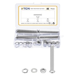 DTGN 40Pcs 3/8-16x3" Button Head Socket Cap Screws - 304 Stainless Steel Bolt Nut Set Washer Assortment Kit - Good for Road Bicycle, Mountain Bike, Auto