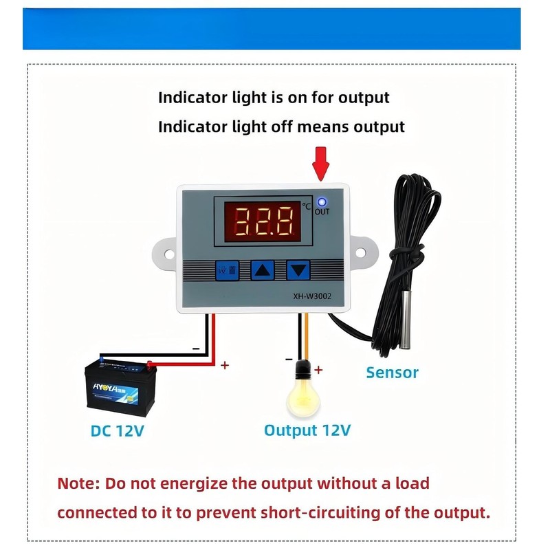 MTDELE 2Pcs 12V Thermostat Switch Controller XH-W3002 DC 12V 120W