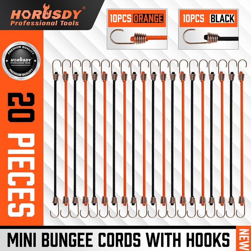 20 Pack Heavy Duty Small Bungee Cords with Hooks Cord