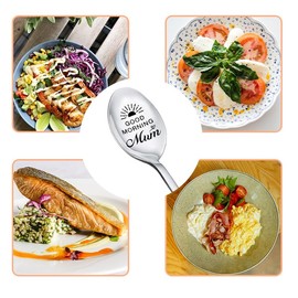 Mum Birthday Christmas Gifts Spoon from Daughter Son to Mom Mother Good Morning Mum Spoons for Mommy Mama Mother's Day Gifts for Mom Mum Engraved Tea Coffee Lovers Spoon Gift