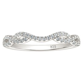 Wuziwen 925 Sterling Silver Twisted Infinity Eternity Ring Wedding Bands for Women Cubic Zirconia Sz 6.5