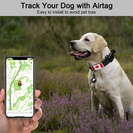 OEBEESA Dog Collar and Leash Set: Tactical dog collar with handle and Quick Release Carabiner,Shock Absorbing Retractable Strong Dog Leash with Canada Flag Patch and Airtag Case Holder for Medium and Large Dogs