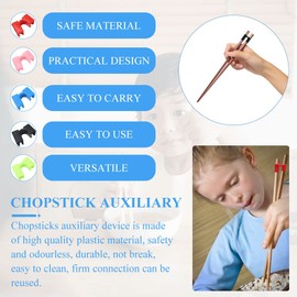 Keboyoe Pack of 20 Chopsticks Helper Children Chopsticks Learning Aid Chopsticks Helper for Adults and Children Colourful Plastic Chinese Chopsticks Helper