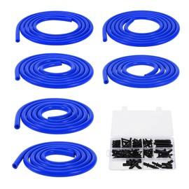 TUCKBOLD Silicone Vacuum Tubing Hose 130PSI Max Pressure Automotive Vacuum Line Blue with Vacuum Connector 1 Set 5Ft 3/4/5/6/8/10mm ID 3mm Thickness