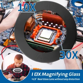 10X 30X Floor Magnifying Glass with Light and Stand, 72 LED Large Floor Magnifying Lamp, Magnifiers with Light for Close Work Reading Sewing Crafts