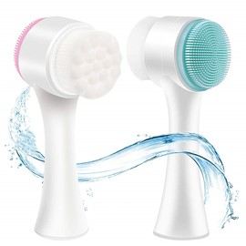SYXLS Pack of 2 Manual Facial Cleansing Brush, 2-in-1 Facial Cleansing Brush, Double-Sided Exfoliating Brush, Non-Electric Facial Cleansing Brush, Suitable for All Types