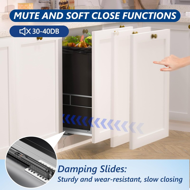 Insputer Pull Out Trash Can Under Cabinet with Tiltable 10°