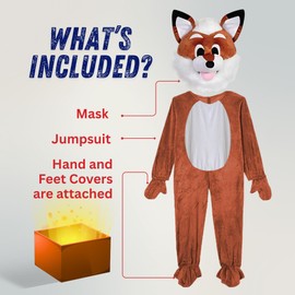 Dress Up America Fox Costume for Adults - Fox Mascot for Men - Animal Mascot Costume