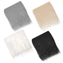 NUOBESTY 4pcs Square Faux Fur Fabric Soft Craft Material for Clothing Hats Dolls and Home Decor White Black Gray Khaki Handmade Faux Fur Adornment