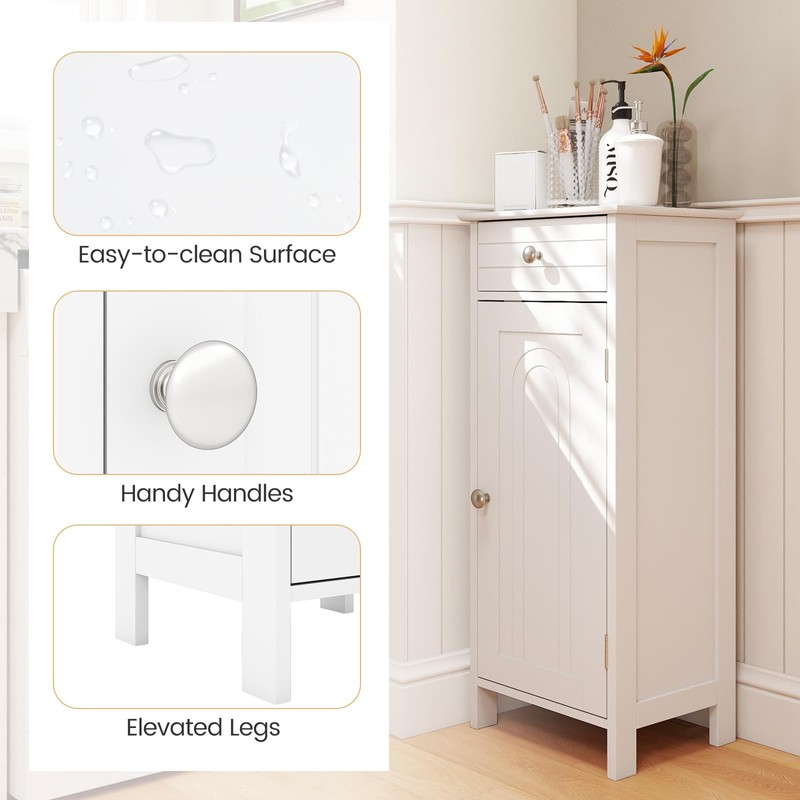 GLACER Floor Storage Cabinet, Multifunctional Bathroom Storage Cabinet with 2