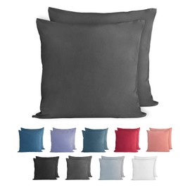 Komfortec 100% Cotton Cushion Covers, Set of 2, 50 x 50 cm, Super Soft Premium Jersey Pillowcase 150 g/m², Cushion Cover, Anthracite