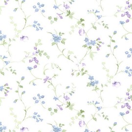 Manhattan Comfort NWPR33823 Everett Vinyl Painted Floral Trail Wallpaper, Green