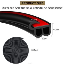 2 in 1 Car Door Seal Strip Car Weather Stripping Door Edge Guards Universal Self Adhesive Auto Door Soundproofing Anti-Collision Weatherstrip for Car Door Trunk (33Ft)